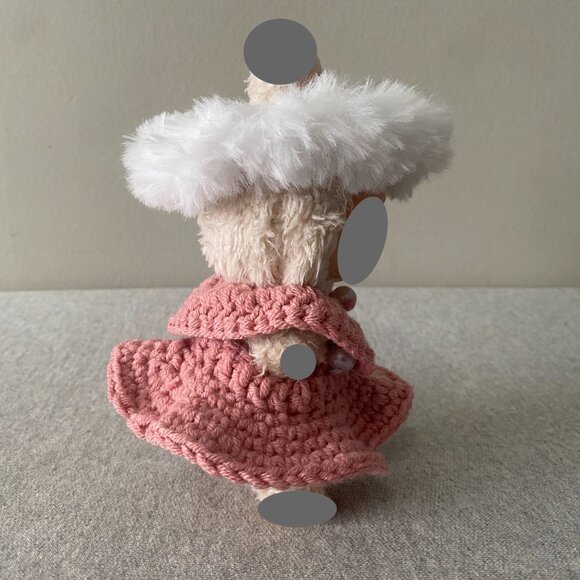 Handmade Crochet Cute Pink White Holiday Winter Outfit for 17cm Doll 3-Piece Set - Picture 4 of 5